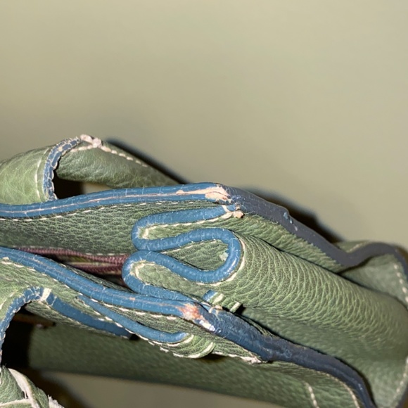 East/ West Tassel Green Dooney & Bourke Leather Tote - Picture 9 of 10